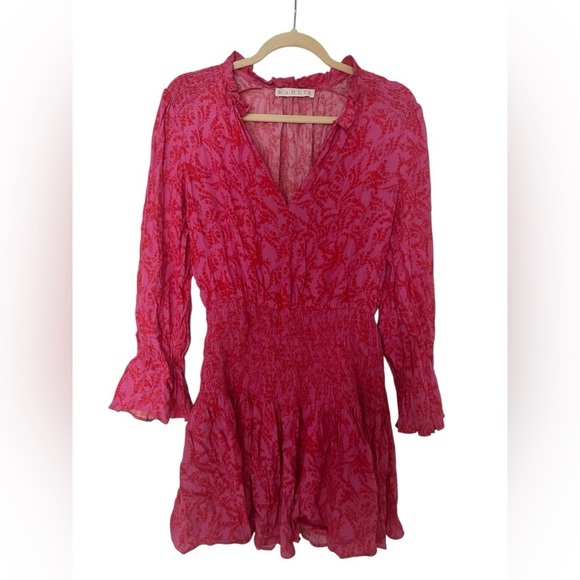 Karlie Dresses & Skirts - Karlie Pink & Red Smocked Waist Mini Dress​​​